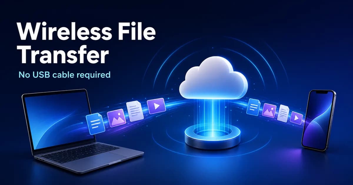 Phone, tablet, and computers transferring files without USB cables